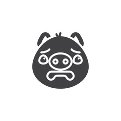 Piggy scared face emoji vector icon. filled flat sign for mobile concept and web design. Fearful face emoticon glyph icon. Pig year zodiac symbol, logo illustration. Pixel perfect 