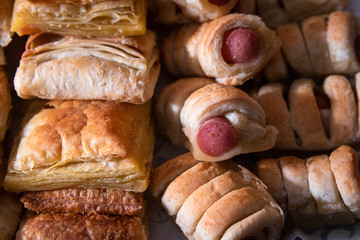 Homemade puff pastry with wienerwurst