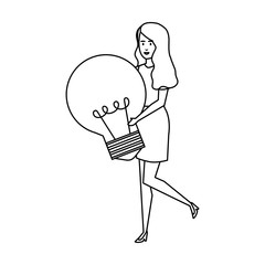 casual businesswoman lifting bulb