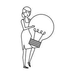 casual businesswoman lifting bulb