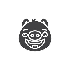 Piggy confused face emoticon vector icon. filled flat sign for mobile concept and web design. Crazy face emoji glyph icon. Pig year zodiac symbol, logo illustration. Pixel perfect vector graphics