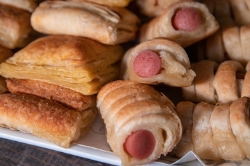 Homemade puff pastry with wienerwurst