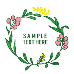 Vector illustration your sample text here with beautiful green leaves frame hand drawn