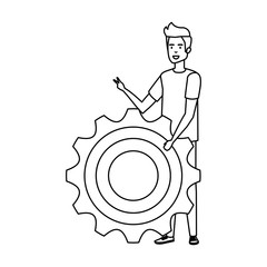 casual businessman lifting gear