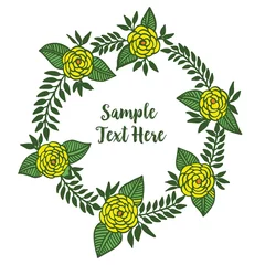 Deurstickers Vector illustration your sample text here with beautiful green leaves frame hand drawn © StockFloral