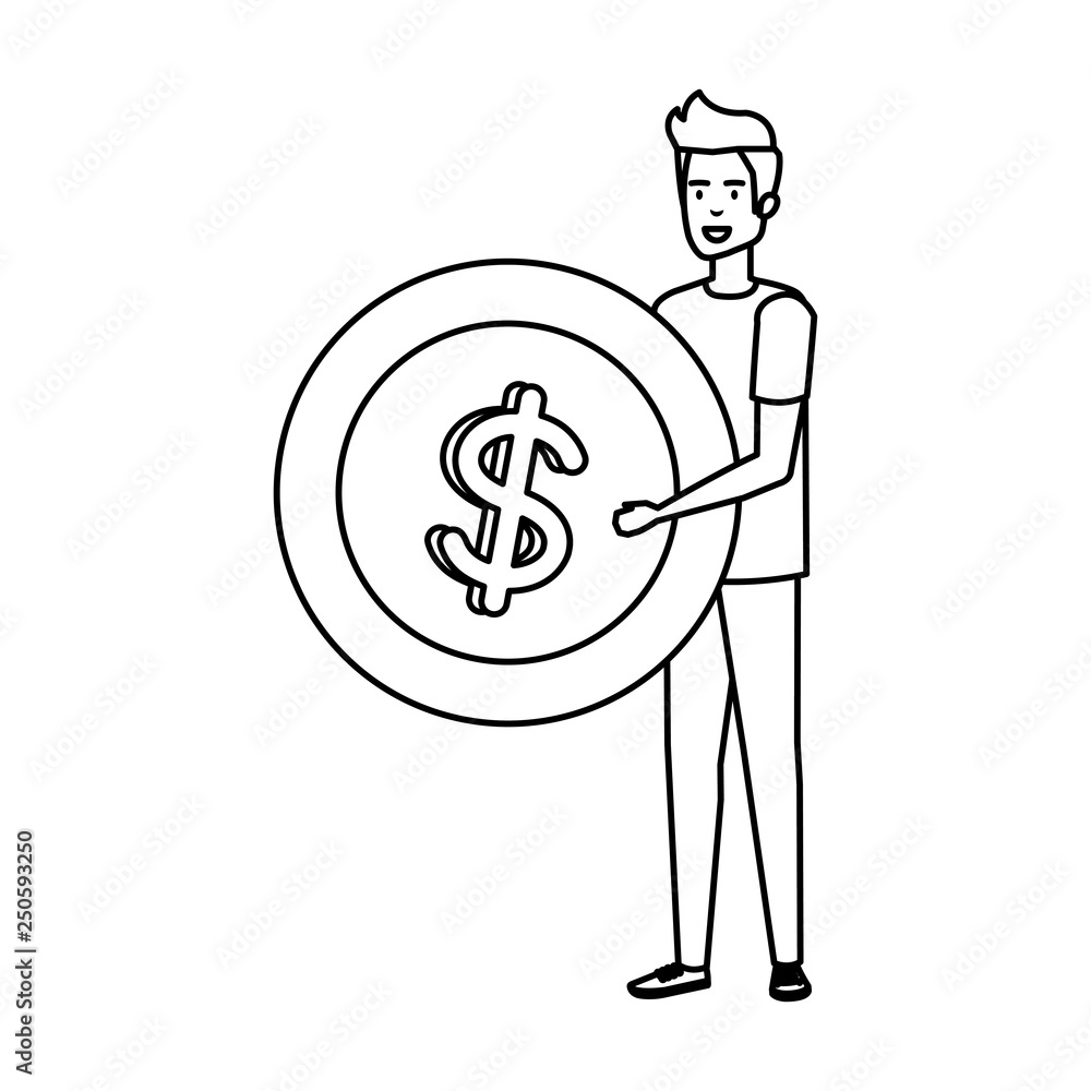 Wall mural casual businessman lifting coin money