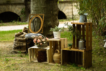décoration extérieure pour photobooth mariage style vintage
