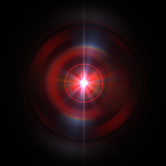 Solar Lens flare Red light special effect Black background