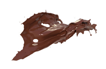 splash of chocolate milk or cocoa cream with clipping path 3d illustration.