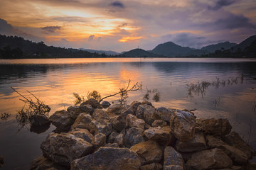 sunset over the lake