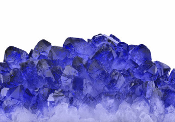 bright blue sapphires crystals isolated on white