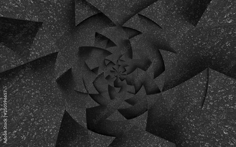 Aufkleber dark triangle pattern backdrop background. 3d rendering.