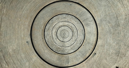 The Old round wooden lath pattern texture background.