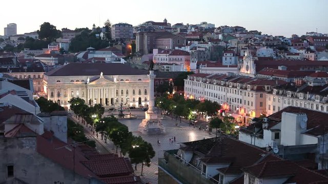 WS HA Rossio Square at dusk / Lisbon, Portugal