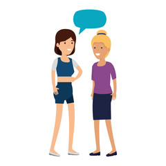 Fototapeta premium couple girls with speech bubble characters