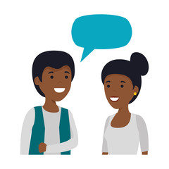 young black couple with speech bubble characters