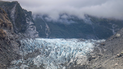 Fototapeta na wymiar Exploring Fox Glacier on the West Coast Region of New-Zealand