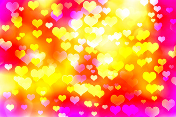 Colorful bokeh of hearts. Background 