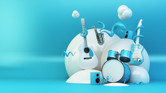 blue and white abstract instruments