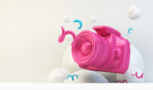 pink camera abstract illustration
