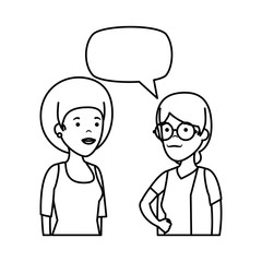 couple girls with speech bubble characters