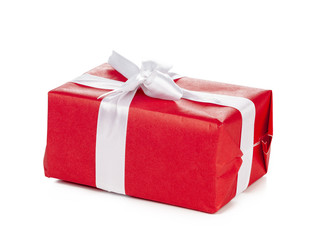 gift box with ribbon bow isolated on white background