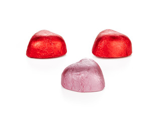 chocolate hearts isolated on white