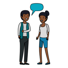 Obraz premium young black couple with speech bubble characters