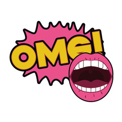 female mouth with speech bubble isolated icon