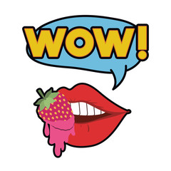 female mouth with speech bubble isolated icon