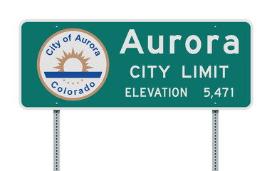 Aurora City Limit road sign