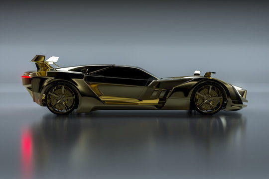 Goldener Sportwagen (3D Rendering)