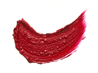 Smear and texture of red lipstick or acrylic paint