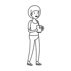 young woman with coffee cup character