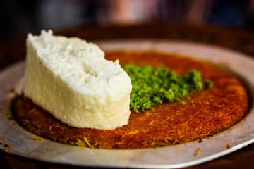 Kunefe the best turkish desert served with cream