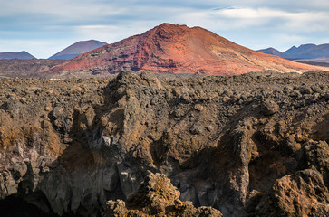 Los Hervideros lava's caves in Lanzarote island, popular touristic attraction, Canary islands