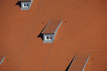 Beaver tails as roofing are very popular in Bayer especially on steep roofs, photographed on a...