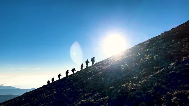 mountaineering activity, harmonious walking and successful climbing
