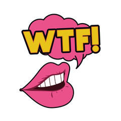 female mouth with speech bubble isolated icon