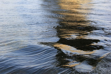 流れが速く、かつ滑らかな川の水面(山口県)