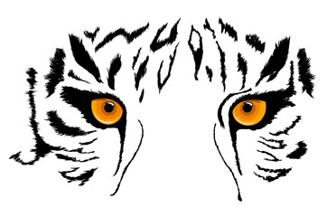 Tiger Eyes Mascot. Vector illustration. Isolated on white background.