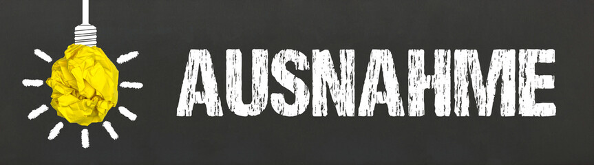 Ausnahme / Glühbirne auf Tafel