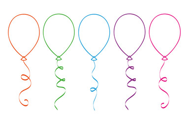 colorful balloons for coloring book isolated on white background vector illustration EPS10 © krissikunterbunt
