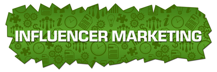 Fototapeta premium Influencer Marketing Green Business Symbols Cutout Horizontal 