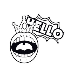 female mouth with speech bubble isolated icon