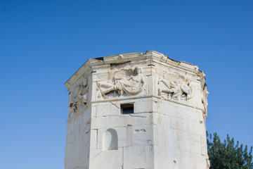 Tower of winds in the roman market in Athens Greece, It is clock tower that functioned as a 