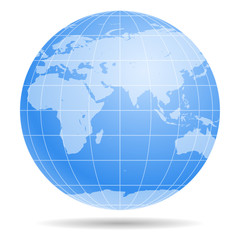 Earth Globe symbol icon isolated on white background. Europe, Africa, Australia, Antarctica, Arctic continents on the map.