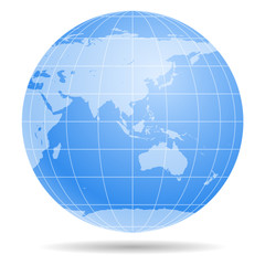 Earth Globe symbol icon isolated on white background. Asia, Africa, Australia, Antarctica, Arctic continents on the map.