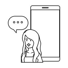 woman with smartphone and speech bubble