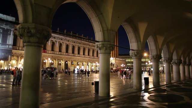 WS Columns of Doge's Palace in Piazza San Marco / Venice, Italy